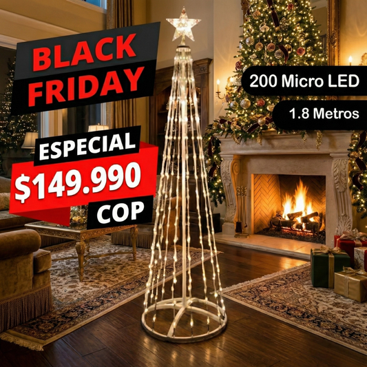 Árbol de Navidad Plegable 1.80m con 200 Luces LED Integradas